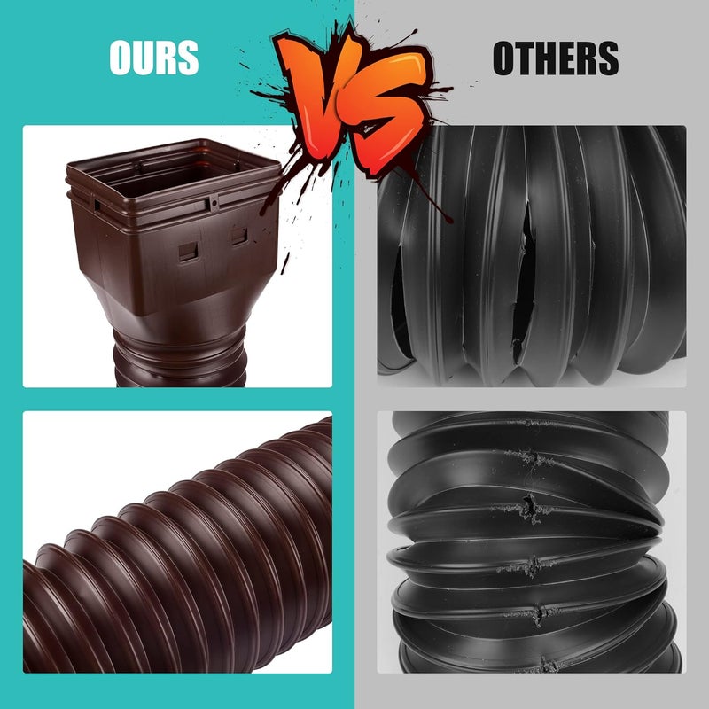 PXCAYFF 2 Pack Rain Gutter Downspout Extensions Flexible,Downspout Extender Diverter Extendable from 21" to 58". Drain Pipe Connector Extendable for Most Residential Downspouts (Brown) - Image 3